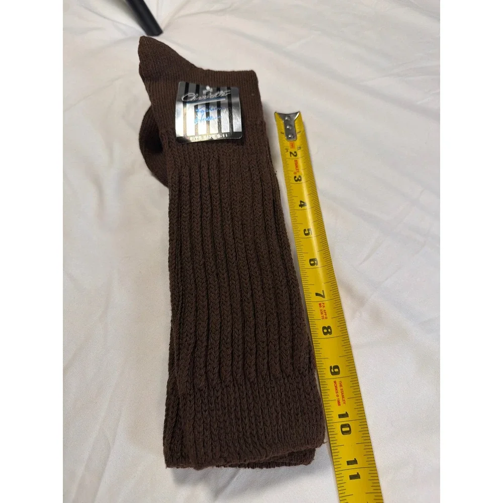 Vintage Charlotte Fashion Hose Slouch Socks 9-11 Brown 100% Cotton NOS NWT